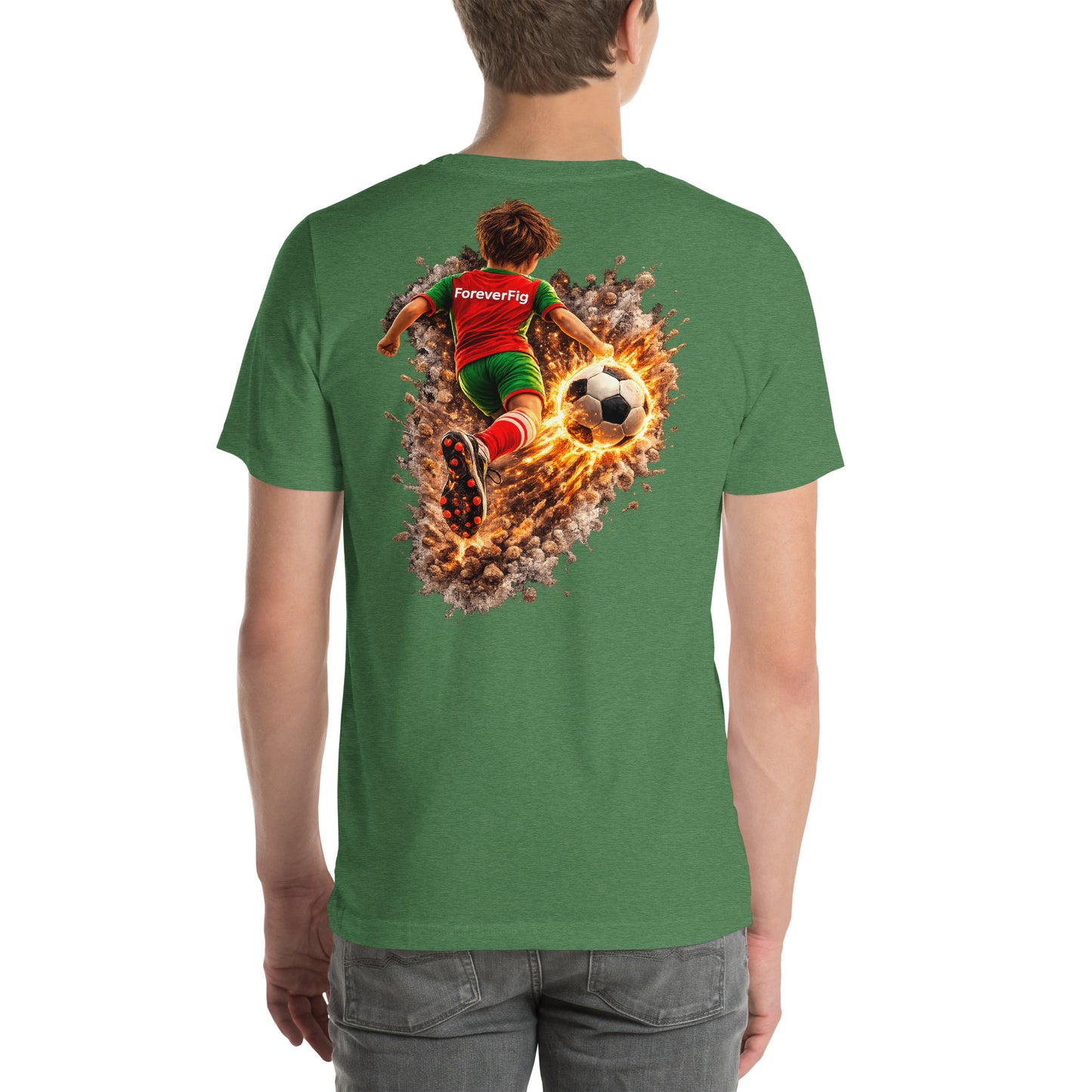 ForeverFig personalisiertes Fußball T-Shirt – der Ball fliegt durch den Körper - ForeverFig