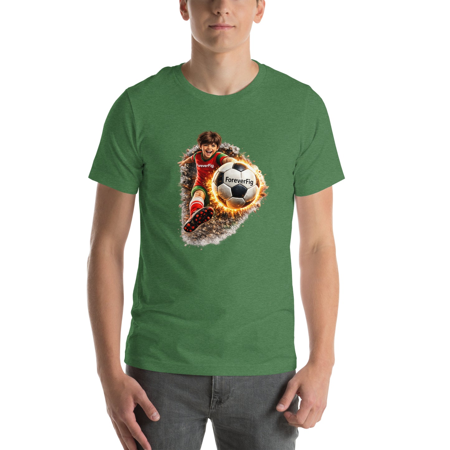 ForeverFig personalisiertes Fußball T-Shirt – der Ball fliegt durch den Körper - ForeverFig