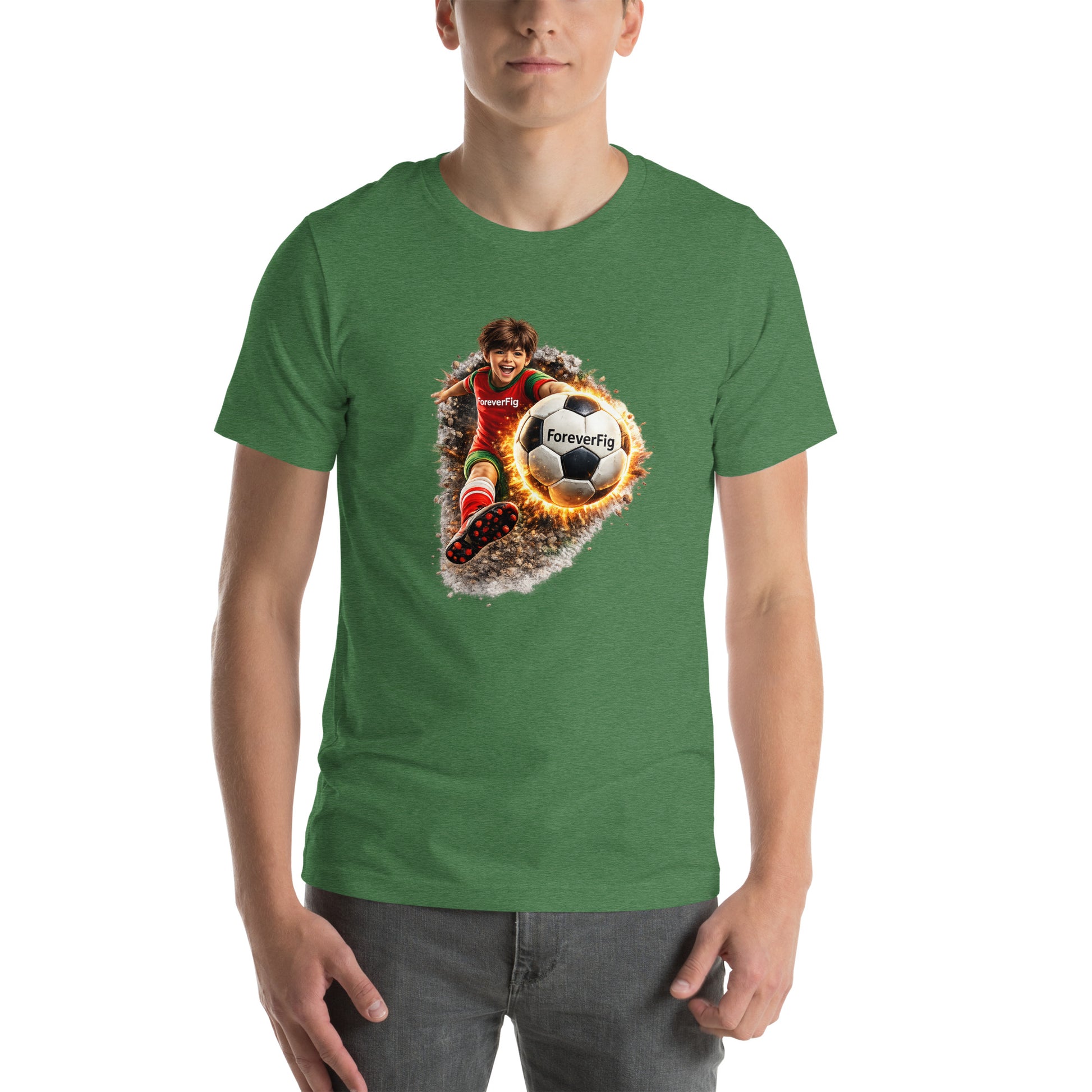 ForeverFig personalisiertes Fußball T-Shirt – der Ball fliegt durch den Körper - ForeverFig