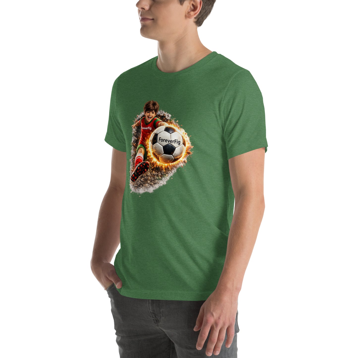 ForeverFig personalisiertes Fußball T-Shirt – der Ball fliegt durch den Körper - ForeverFig