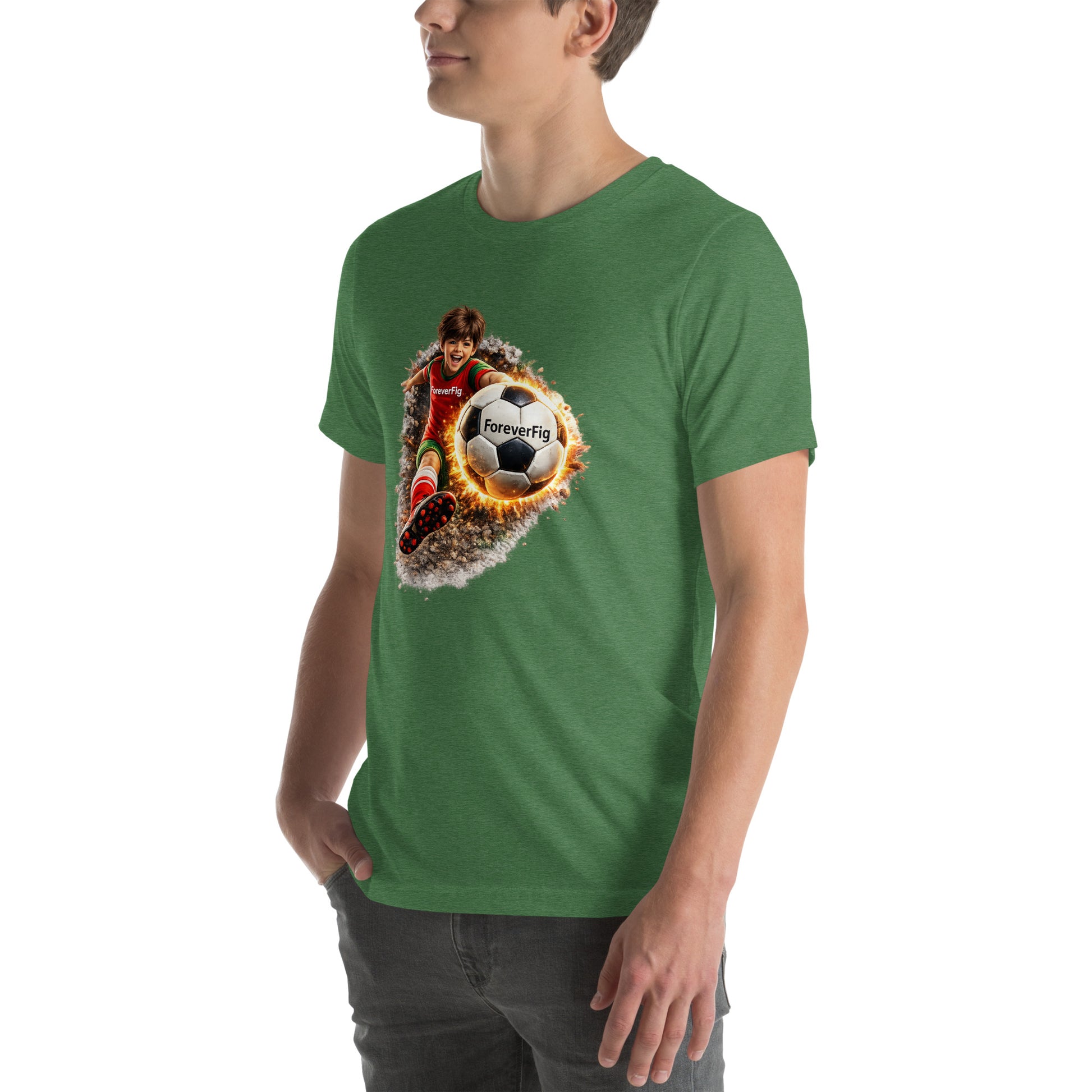 ForeverFig personalisiertes Fußball T-Shirt – der Ball fliegt durch den Körper - ForeverFig