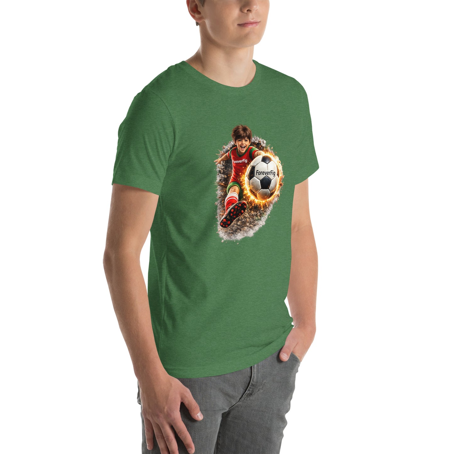 ForeverFig personalisiertes Fußball T-Shirt – der Ball fliegt durch den Körper - ForeverFig