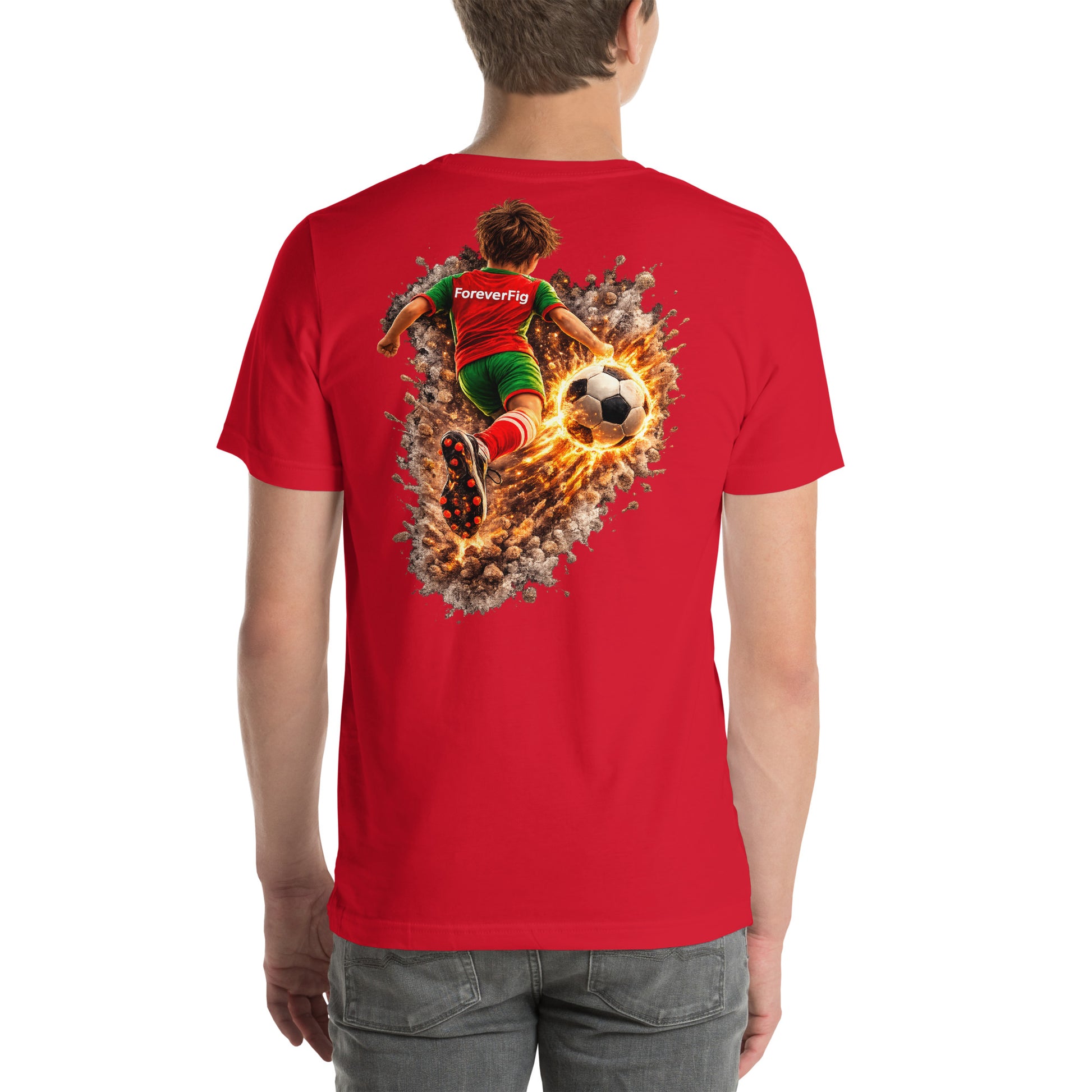 ForeverFig personalisiertes Fußball T-Shirt – der Ball fliegt durch den Körper - ForeverFig
