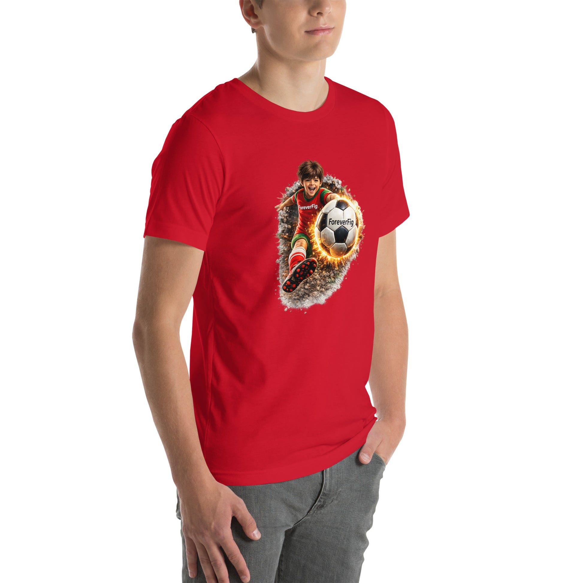 ForeverFig personalisiertes Fußball T-Shirt – der Ball fliegt durch den Körper - ForeverFig