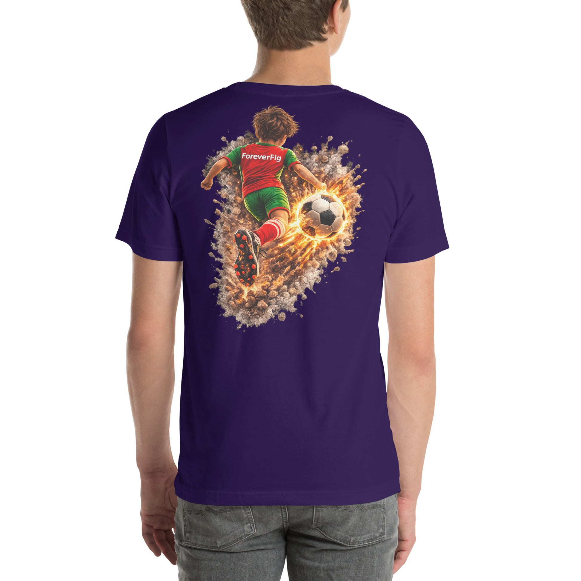 ForeverFig personalisiertes Fußball T-Shirt – der Ball fliegt durch den Körper - ForeverFig
