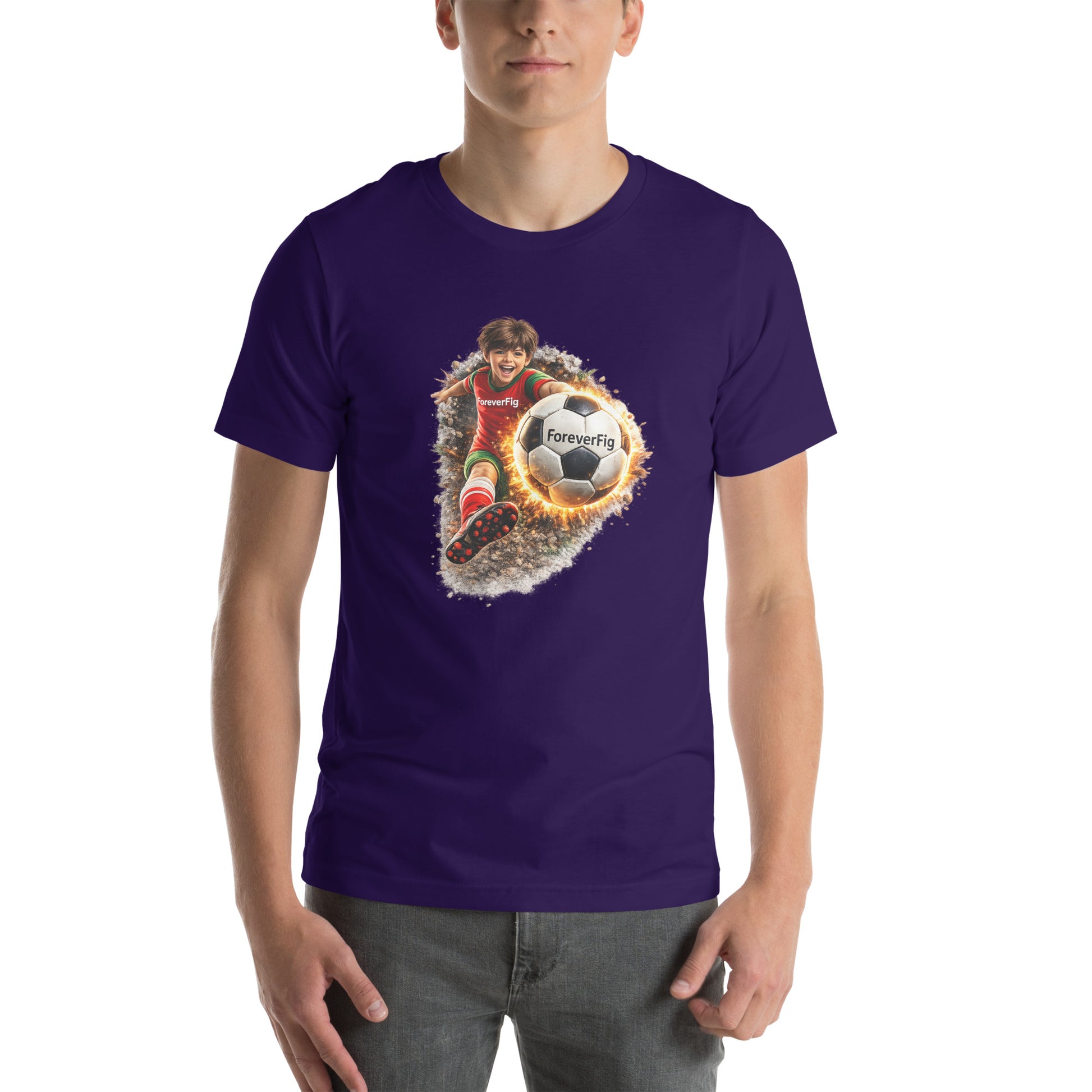 ForeverFig personalisiertes Fußball T-Shirt – der Ball fliegt durch den Körper - ForeverFig