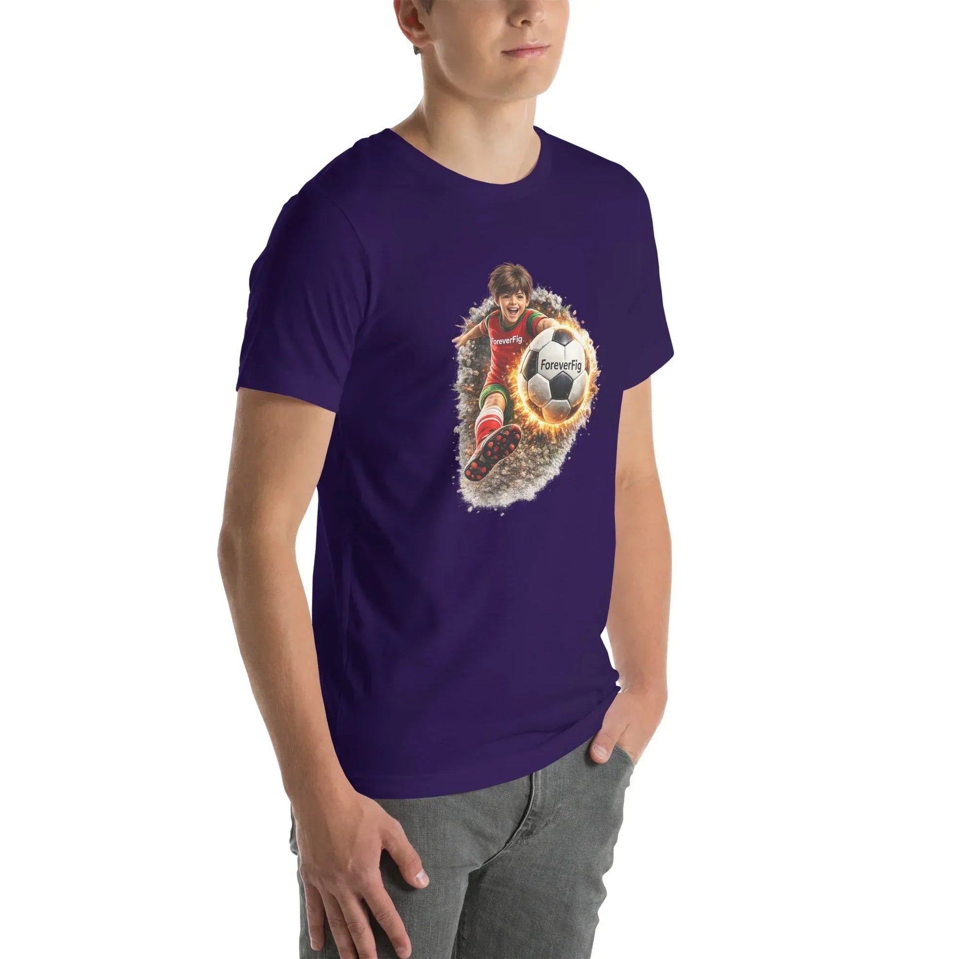 ForeverFig personalisiertes Fußball T-Shirt – der Ball fliegt durch den Körper - ForeverFig